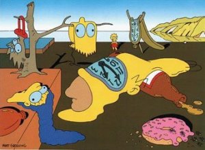 The Simpsons parodying Salvador Dali's "The Persistence of Memory "